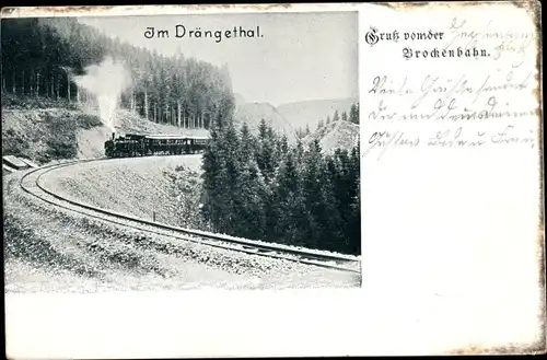 Ak Wernigerode im Harz, Brockenbahn, Drängetal, Eisenbahn