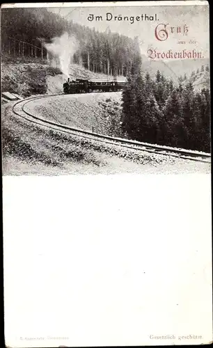 Ak Eisenbahn, Brockenbahn, Drängethal