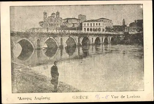 Ak Larissa Griechenland, Teilansicht, Brücke