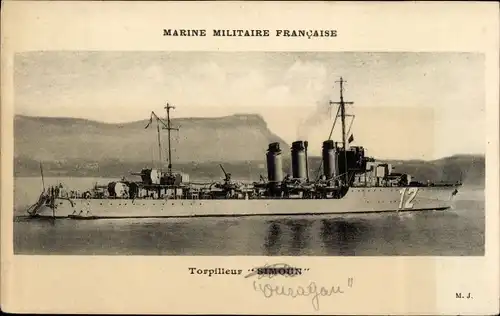 Ak Französisches Kriegsschiff Simoun, Französische Marine