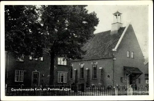 Ak Zetten Gelderland Niederlande, Geref. Kirche, Pfarrhaus