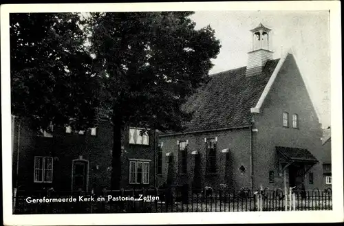 Ak Zetten Gelderland Niederlande, Geref. Kirche, Pfarrhaus
