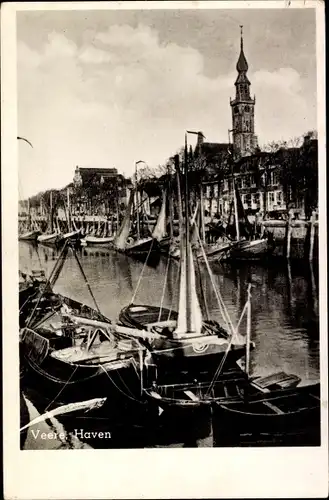 Ak Veere Zeeland Niederlande, Hafen, Boote