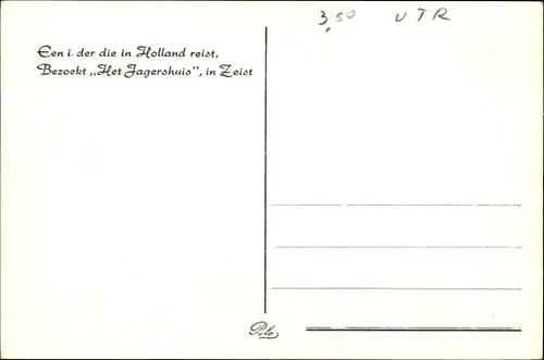 Ak Zeist Utrecht Niederlande, besucht Het Jagershuis