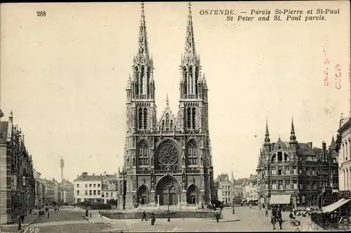 Ak Ostende Westflandern, Parvis St-Pierre et St-Paul
