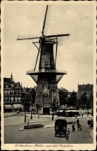 Ak Rotterdam Südholland Niederlande, Windmühle am Ostplatz