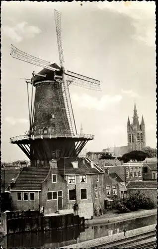Ak Delft Südholland Niederlande, Holländische Windmühle