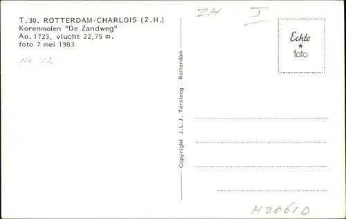 Ak Charlois Rotterdam Südholland Niederlande, Korenmolen De Zandweg