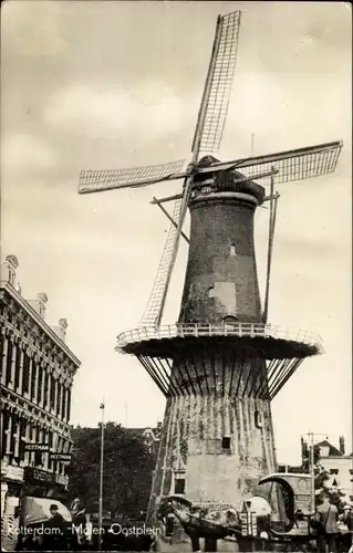 Ak Rotterdam Südholland Niederlande, Windmühle am Ostplatz