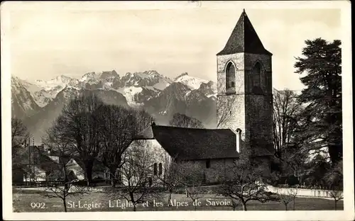 Ak Saint Légier La Chiésaz Kanton Waadt, l'Eglise, les Alpes de Savoie