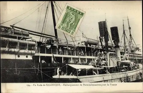 Ak Salonique Thessaloniki Griechenland, Einschiffungsgenehmigungen für Frankreich