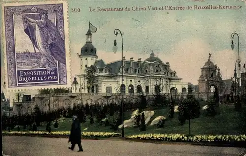 Ak Bruxelles Brüssel, Exposition 1910, Restaurant du Chien Vert, Entree de Kermesse