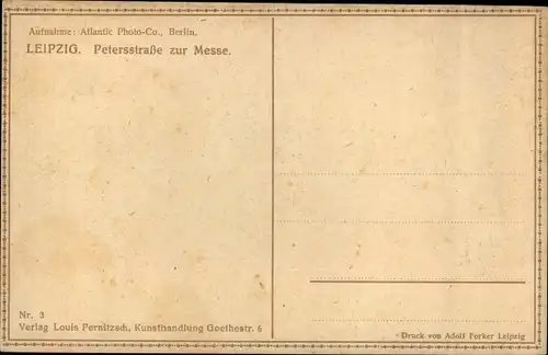 Ak Leipzig in Sachsen, Petersstraße zur Messe, Passanten, Werbetafeln