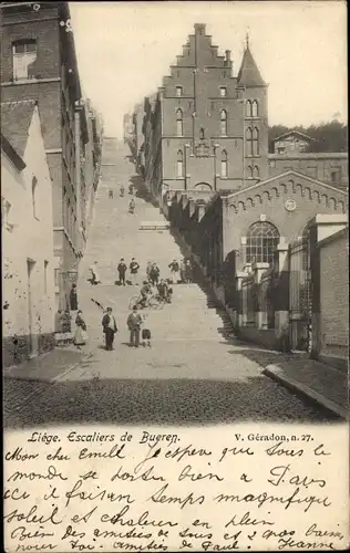 Ak Liège Lüttich Wallonien, Bueren Treppe