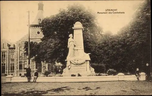 Ak Sprimont Wallonie Lüttich, Denkmal der Kombattanten