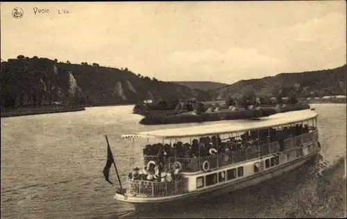 Ak Yvoir sur Meuse Wallonien Namur, L'Ile, Fahrgastschiff