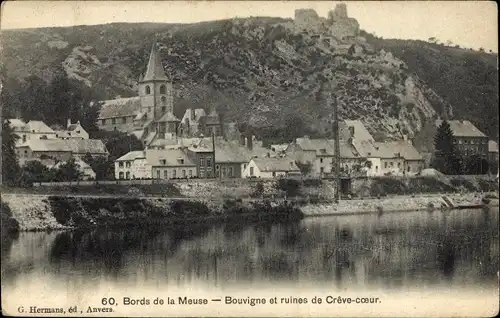 Ak Dinant Wallonien Namur, Wasserschloss Bouvigne, Ruines de Creve-coeur, Meuse