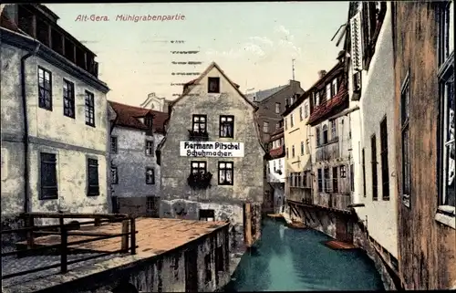 Ak Gera in Thüringen, Mühlgrabenpartie
