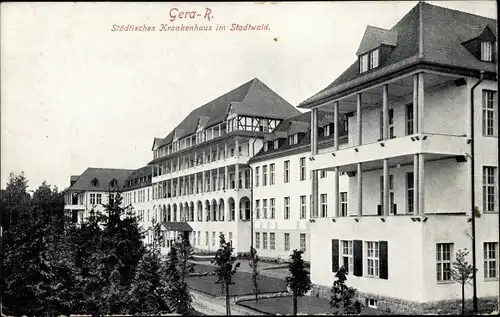Ak Reuß Gera in Thüringen, Städtisches Krankenhaus im Stadtwald