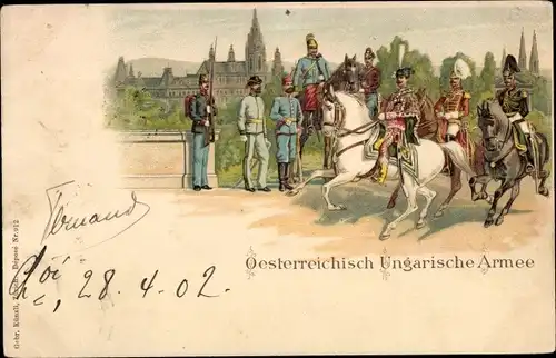 Litho Österreichisch-Ungarische Armee, Reiter, Husar