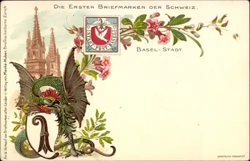 Litho Bâle Basel Stadt Schweiz, Die ersten Briefmarken der Schweiz, Stadtpost Basel