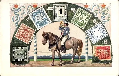 Ganzsachen Briefmarken Ak König Ludwig III. von Bayern, Wappen
