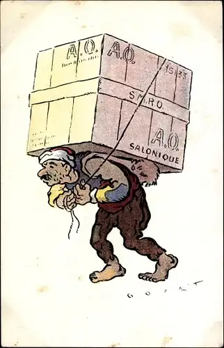 Künstler Ak Goyet, Thessaloniki Griechenland, Träger, Grieche, Tracht