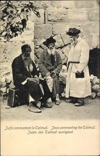 Judaika Ak Juden den Talmud auslegend
