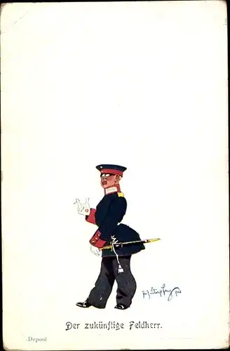 Künstler Litho Schönpflug, Fritz, Zukünftiger Feldherr, Karikatur