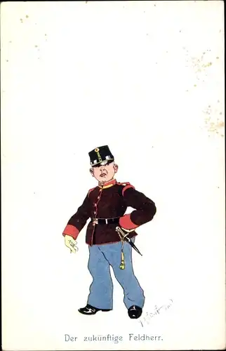 Künstler Litho Schönpflug, Fritz, Zukünftiger Feldherr, Karikatur