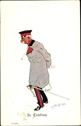 Künstler Litho Schönpflug, Fritz, Seine Exzellenz, Karikatur