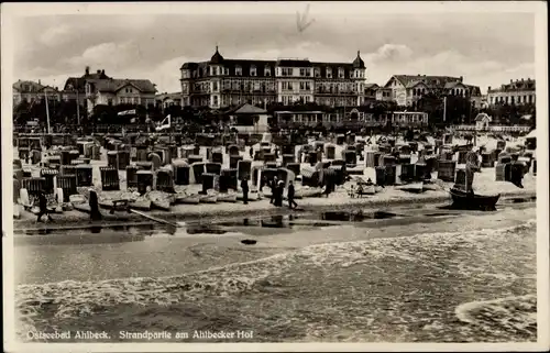 Ak Ostseebad Ahlbeck, Ahlbecker Hof, Strand, Strandkörbe