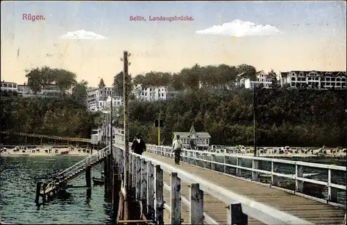 Ak Ostseebad Sellin auf Rügen, Landungsbrücke