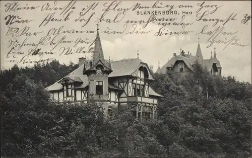 Ak Blankenburg am Harz, Teilansicht, Villa Postheim