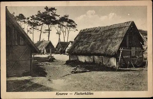 Ak Ostseebad Koserow auf Usedom, Fischerhütten