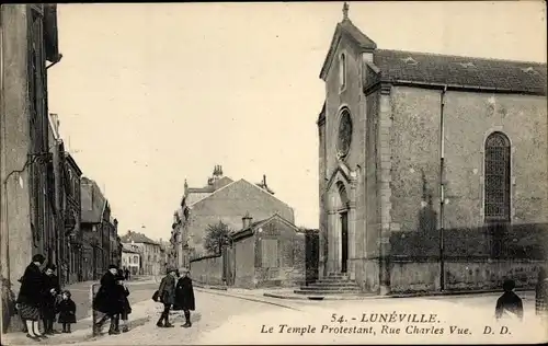 Ak Lunéville Meurthe et Moselle, Protestantischer Tempel, Rue Charles Vue