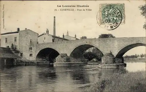Ak Lunéville Meurthe et Moselle, Pont de Viller