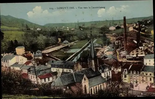 Ak Longwy Bas Meurthe et Moselle, Blick Richtung Luxemburg