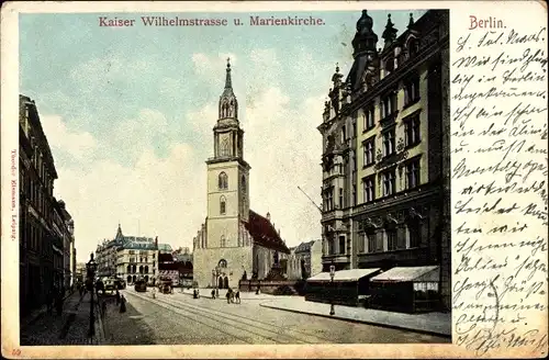 Ak Berlin Mitte, Kaiser Wilhelm Straße, Marienkirche, Restaurant