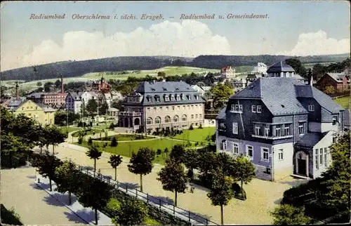 Ak Oberschlema Bad Schlema im Erzgebirge, Radiumbad, Gemeindeamt