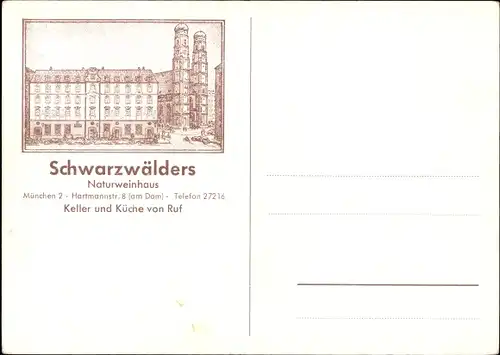Ak München Bayern, Schwarzwälders Naturweinhaus, Hartmannstraße 8
