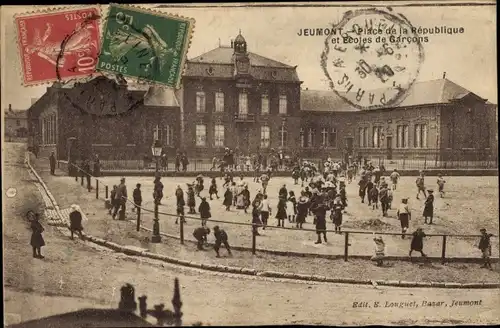 Ak Jeumont Nord, Place de la République und Jungenschulen