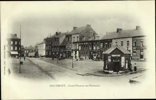 Ak Hautmont Nord, Grande Place und Rue Nationale