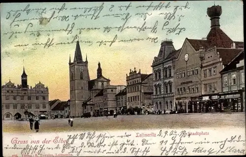 Ak Litoměřice Leitmeritz Reg. Aussig, Stadtplatz