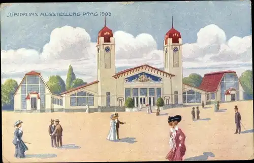 Ak Praha Prag Tschechien, Jubiläums-Ausstellung 1908, Pavillon für die Keramische- und Glasindustrie