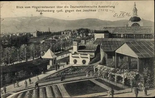 Ak Liberec Reichenberg in Böhmen, Deutschböhmische Ausstellung 1906, Jeschken