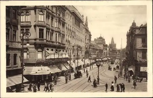 Ak Praha Prag Tschechien, Graben, Passanten, Geschäfte