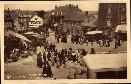 Ak Beauraing Wallonien Namur, Place St. Roch, Texaco Tankstelle