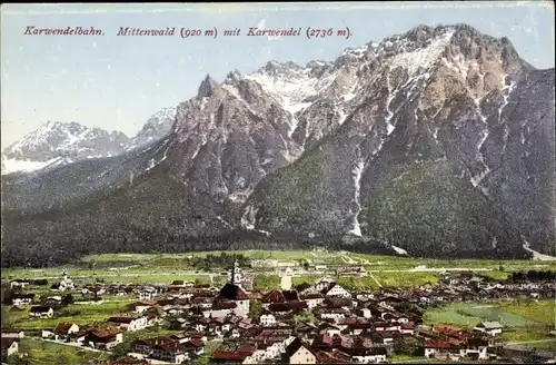 Ak Mittenwald in Oberbayern, Karwendelbahn, Karwendel