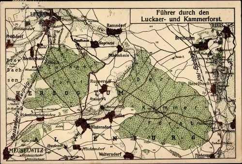 Landkarten Ak Meuselwitz in Thüringen, Gasthof Wintersdorf, Herzogtum Altenburg, Kammerforst, Treben